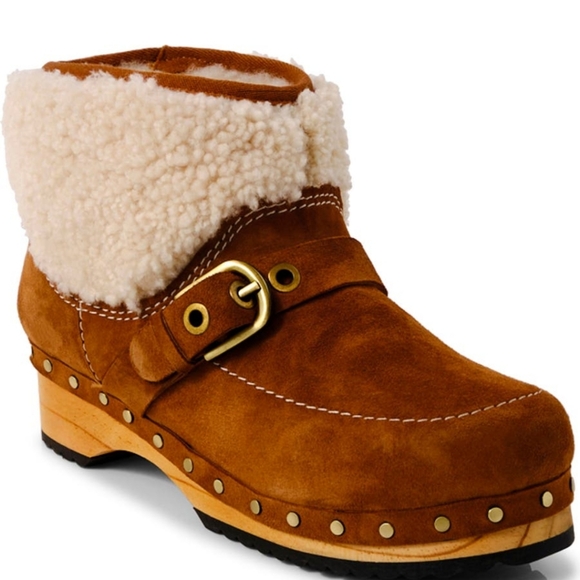 Free People Oak Clog Boot Designer Suede Sherpa #56 - Picture 1 of 9